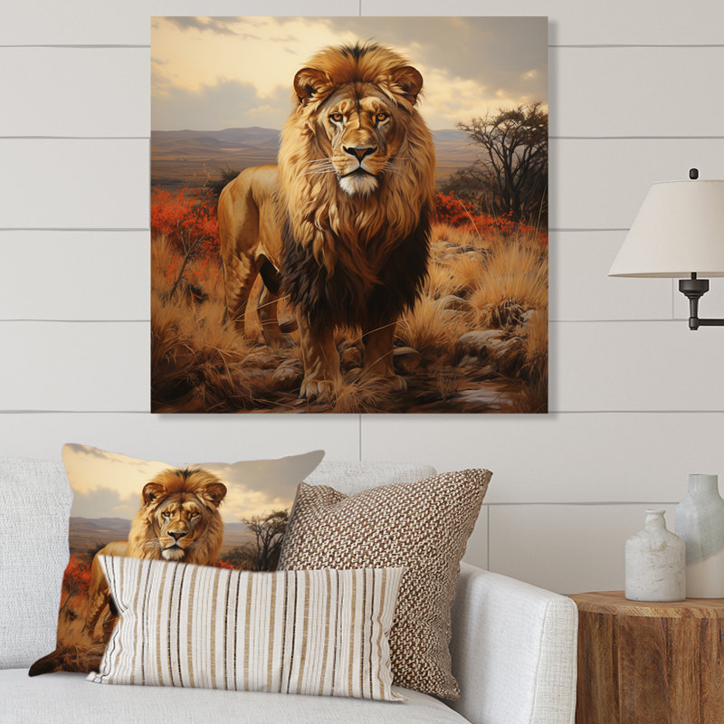 Décoration murale Lions Savannah Horizon - Lion, H 16 po x l 16 po