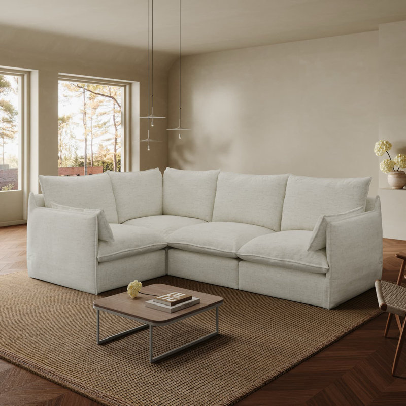 L shape closed water proof sofa, 4, Cream