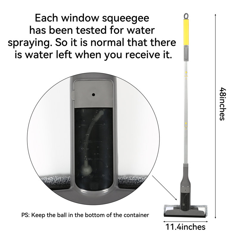 Racloir à vitres 3 en 1 avec pulvérisateur intégré et laveur - Outil de nettoyage de vitre professionnel pour les surfaces extérieures
