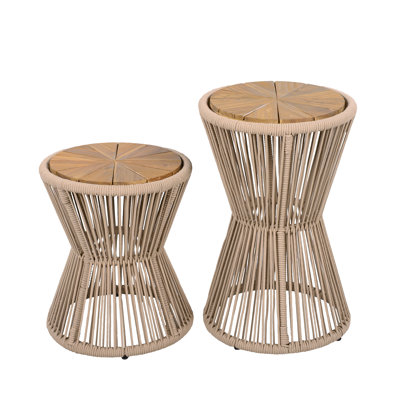 Nara Outdoor Side Table Acacia Wood & Woven Rope