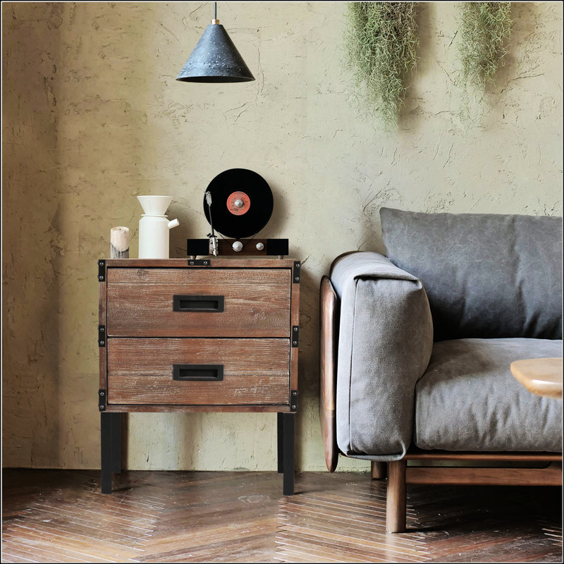 Antique Reclaimed Wood Grey Trunk Table And Side Table S/3