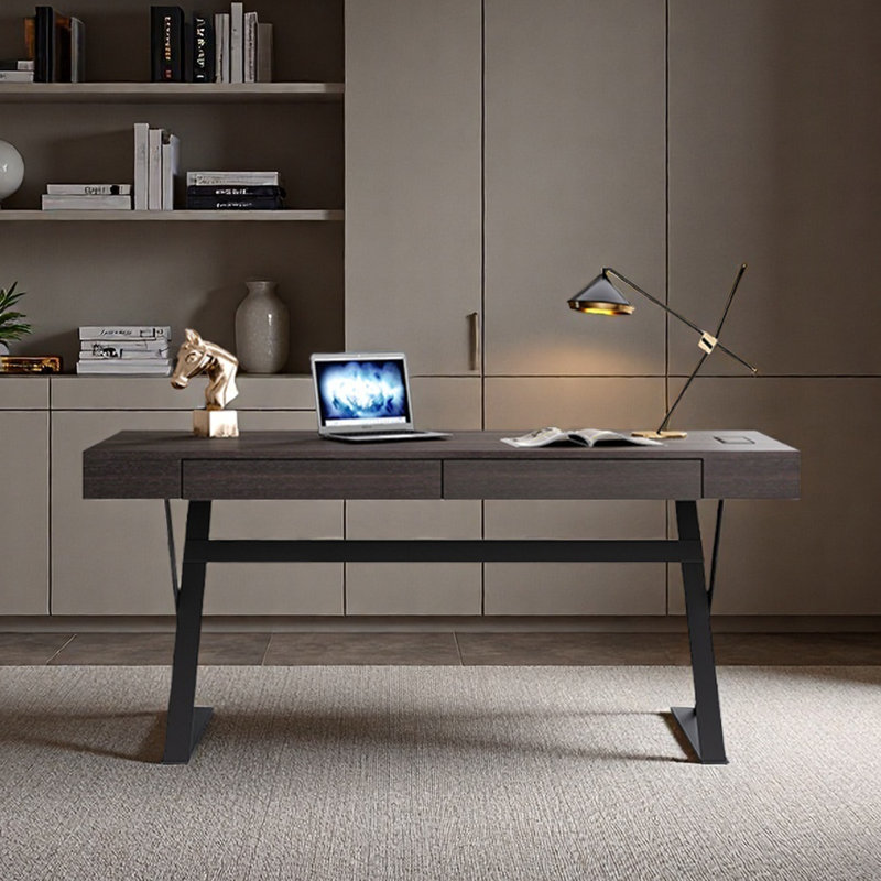 Table d'ordinateur de bureau simple, Brun, H 29,53 po x l 62,99 po x P 25,59 po