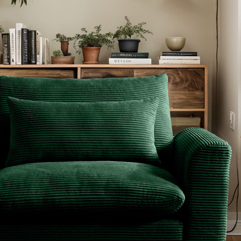 Fauteuil large Zackary de 51 po, Velours côtelé vert