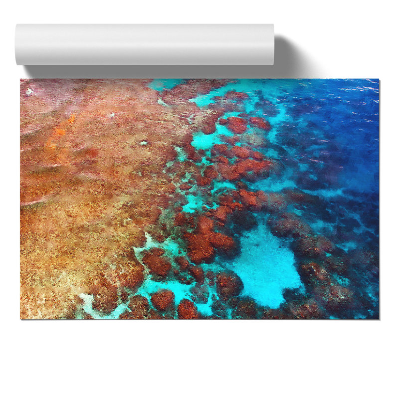 The Great Barrier Reef Coral Painting - Frameless Print, 42cm H x 59cm W x 0.1cm D