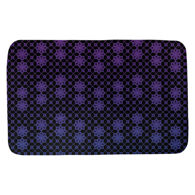 Tapis de bain en treillis Leffel, l 21 po x L 34 po, Bleu / Mauve