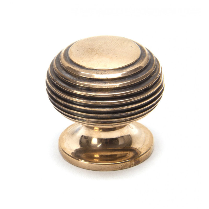 Beehive 30mm Diameter Round Knob, Polished Bronze