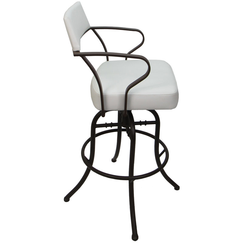 Tabouret de comptoir pivotant 26 po Chiyomi, Vinyle - siège blanc / structure brune