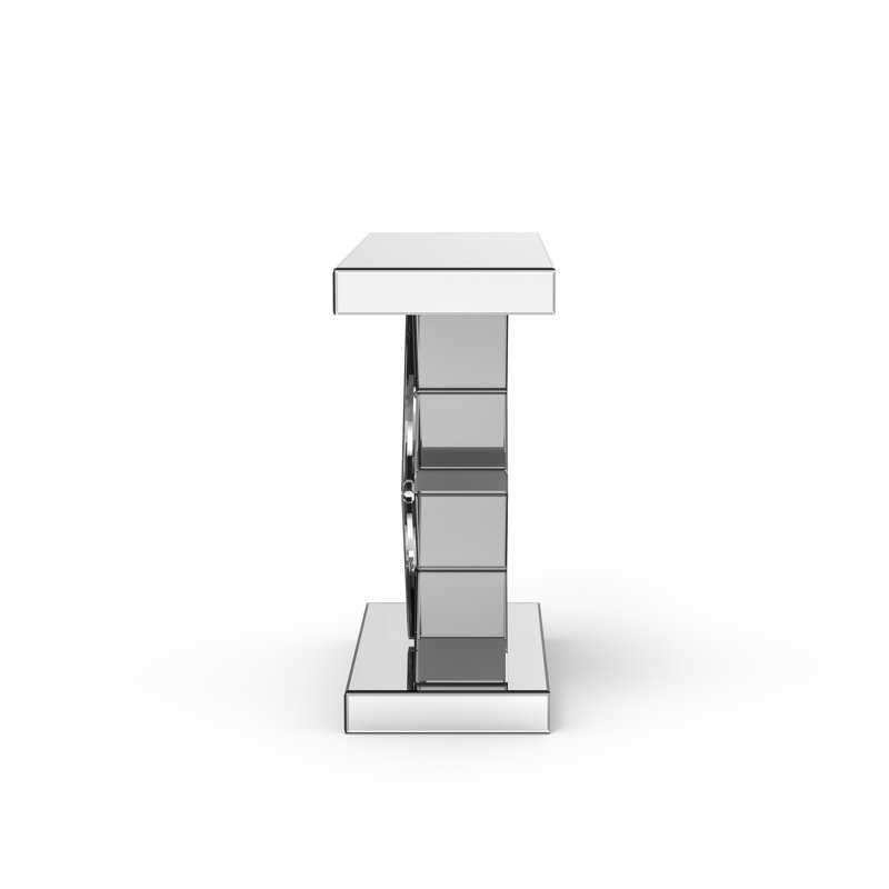 Andreja Mirrored Glass Console Table with Crushed Diamond Inlay