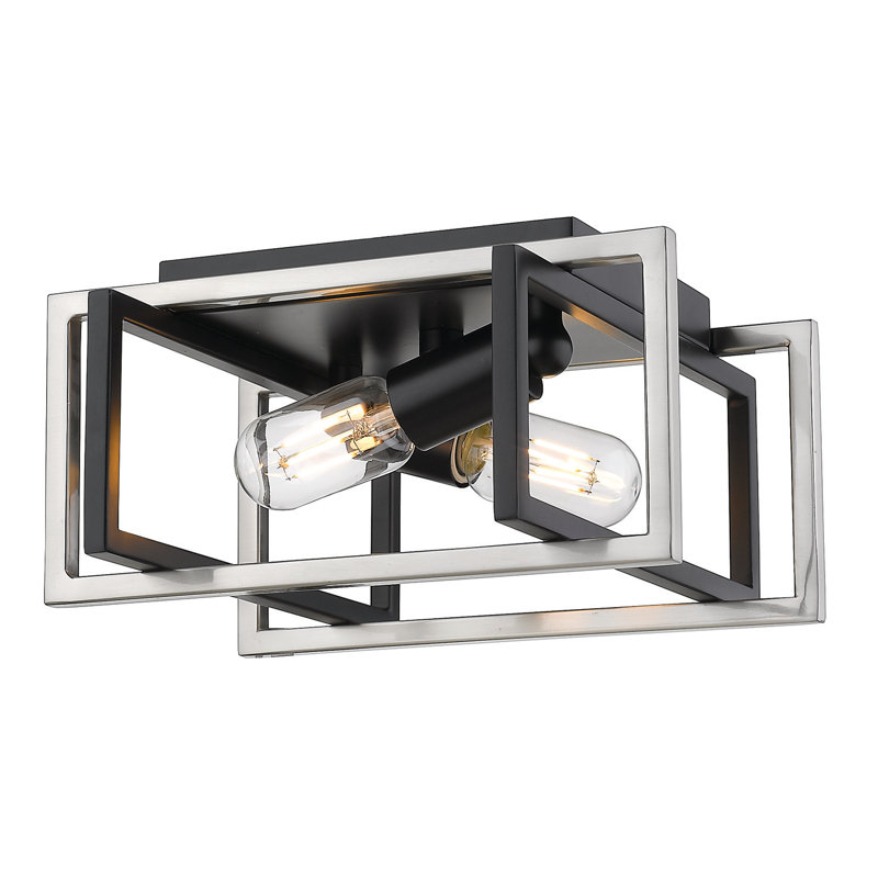 Plafonnier encastré 2 lumières Isiah , Noir mat, Étain