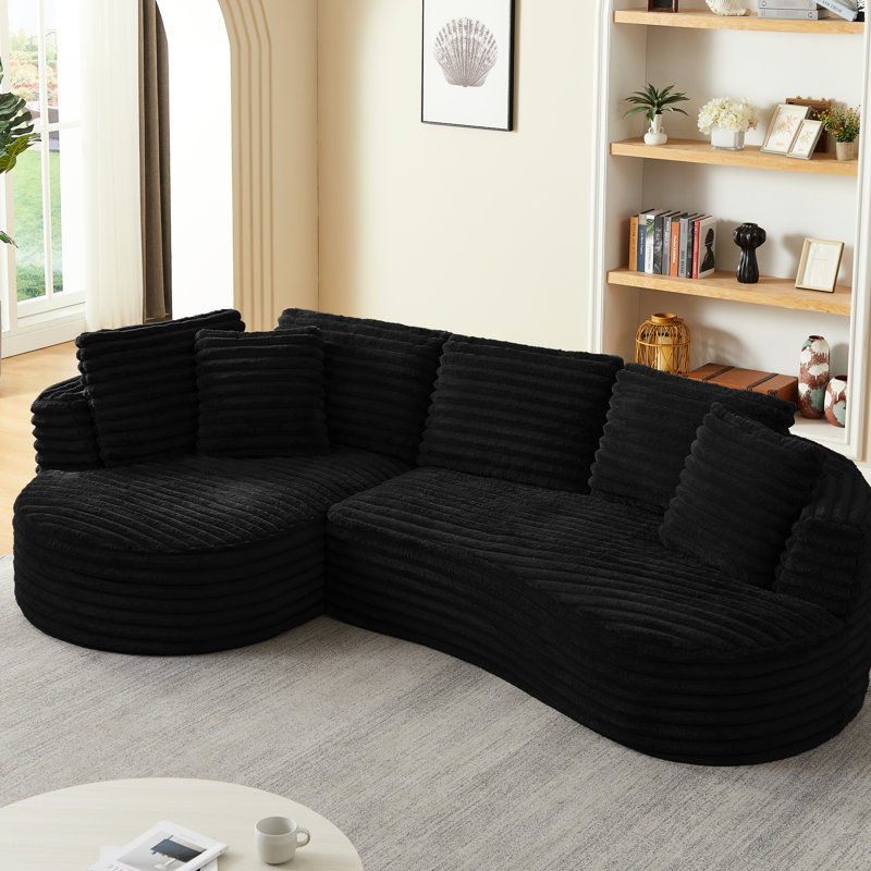 Courbe en forme de L, canapé-lit modulaire de luxe, matériau en velours côtelé, surface, éponge et ressorts ensachés, canapé-lit moderne surdimensionné sans assemblage, 4 sièges, tissu, design,