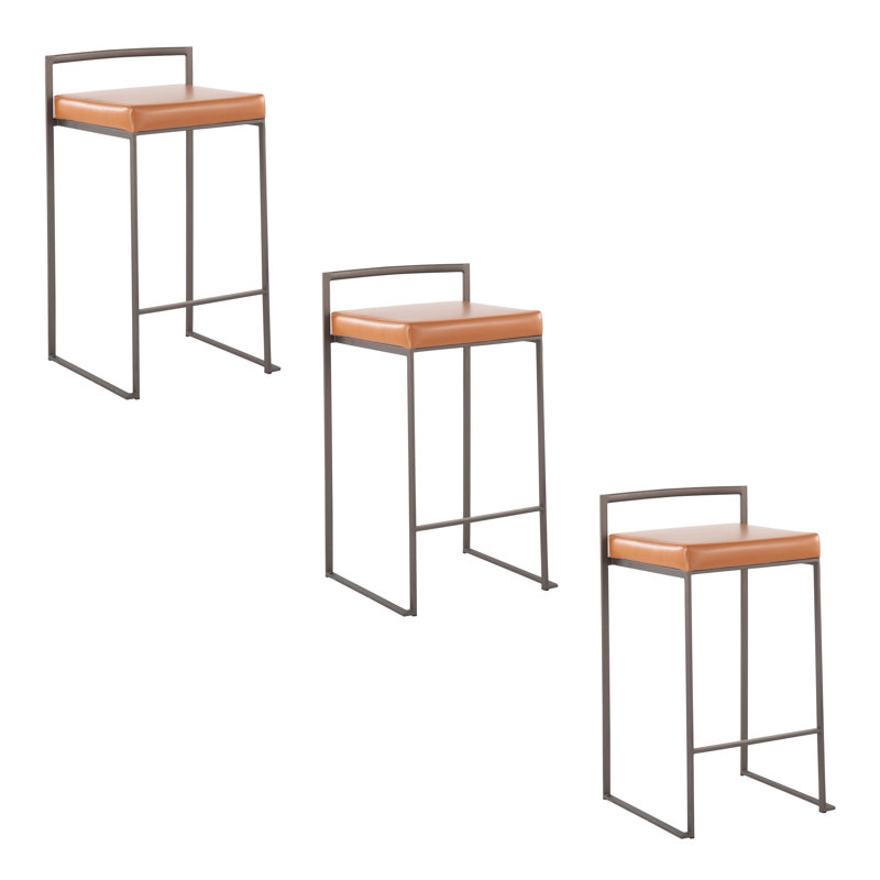 Tabouret de bar et de comptoir empilable Ernestine, Tabouret de comptoir (siège d'une hauteur de 27 p, Blanc/Noir