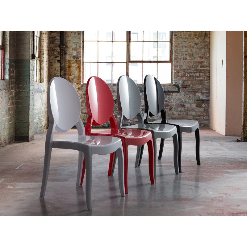 Merton 17.7cm H Stacking Side Chair, Green and transparent