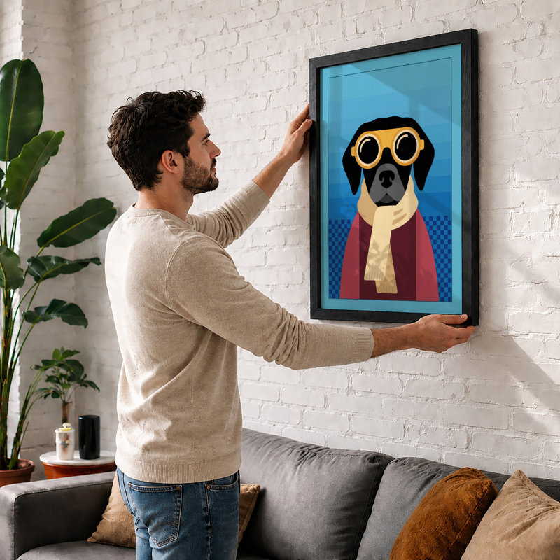 Adventurer Pup Modern - Print, A3 - 42.0 x 29.7 cm, White