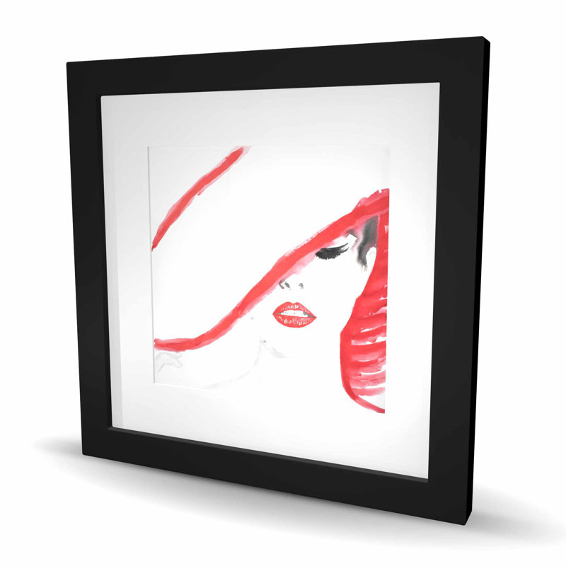 «Woman with a Summer Hat - White Beauty», reproduction encadrée | Décor, Noir, H 16 po x l 16 po
