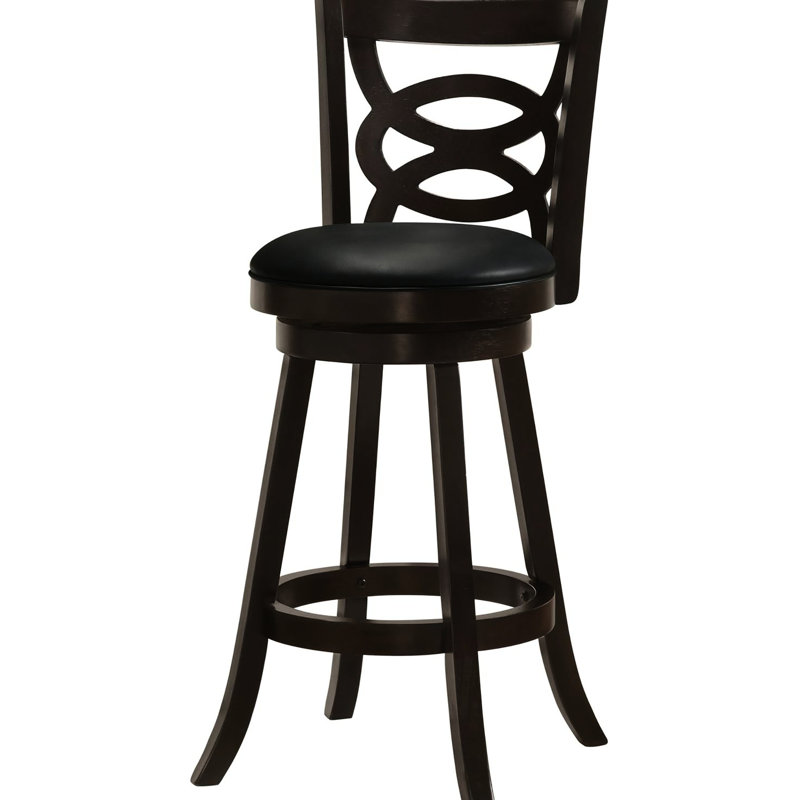 Tabourets de bar pivotants Cappuccino - Finition, rembourrage noir et siège tendance à 2 places, finition bois
