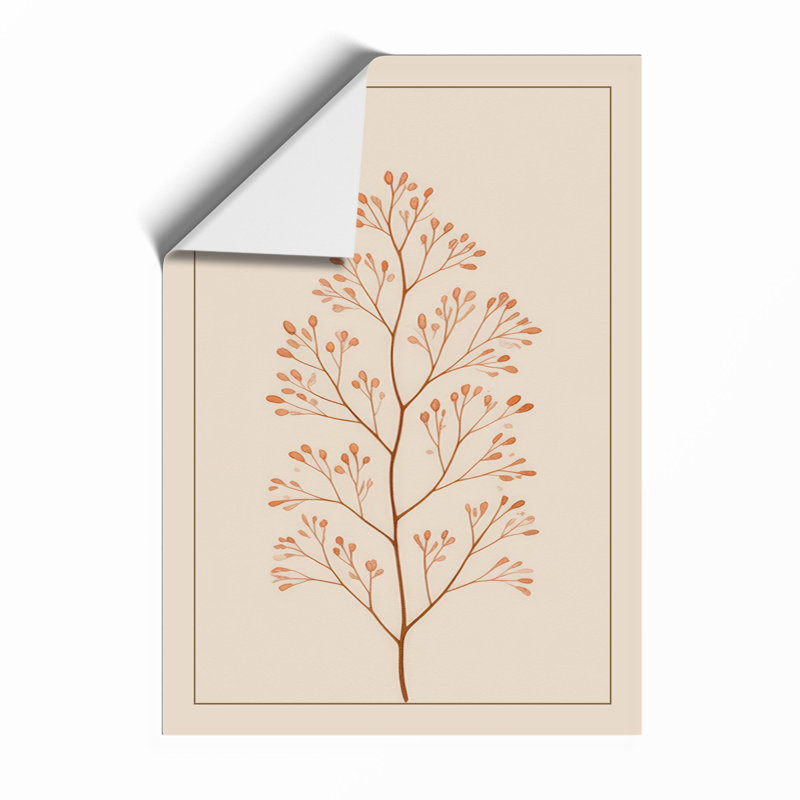 Branching Stem in Rust Botanical - Framed Print, A4 - 29.7 x 21.0 cm, Unframed