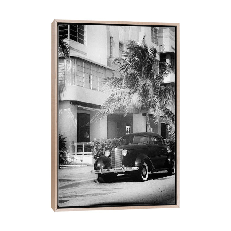 Miami Art Deco District With An Antique Automobile, Florida by George Oze - Gallery-Wrapped Canvas Giclée on Canvas