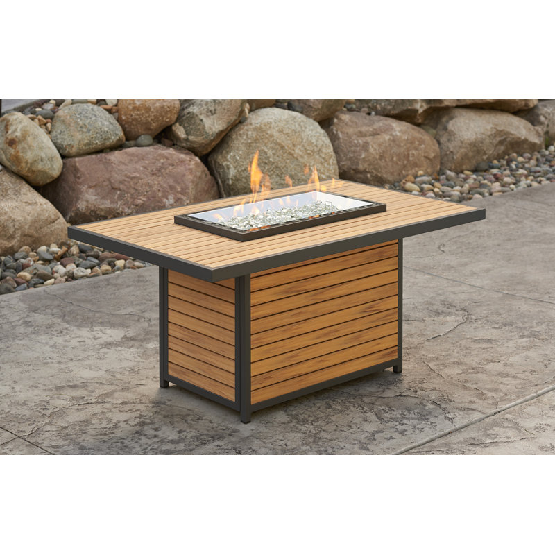 Rectangle Polyresin Smokeless Fire Pit Table, Light Tan