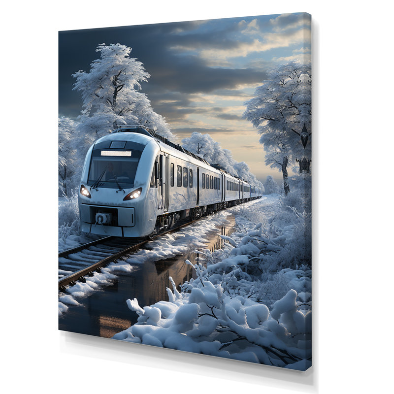 «Christmas Snow Train Journey III - Train», art mural, H 40 po x l 30 po x P 1,5 po, Toile tendue