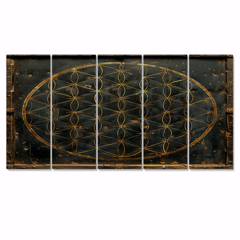 Ensemble d'art mural géométrique 5 pièces Provenant, 28" H x 60" W