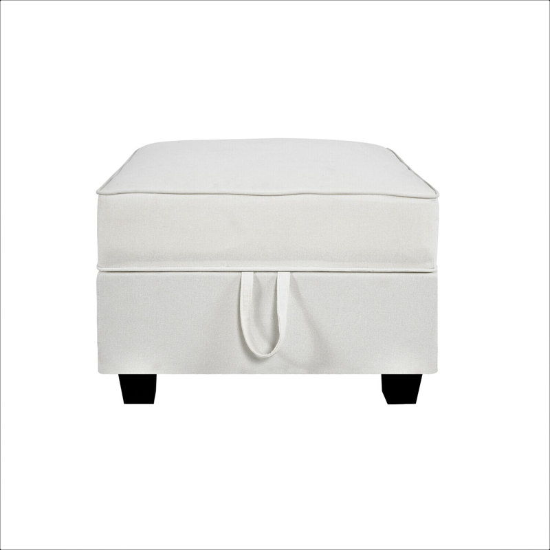 Nahim  Ottoman Module for Modular Sectional Sofa, Storage Ottoman Footrest and Square Seat Cube, White