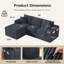 Canapé modulaire de 96 po sans os, canapé en nuage réversible en forme de L avec méridienne double couche, canapé modulaire en velours côtelé 3 places pour le salon, aucun assemblage requis (gris)-306596309
