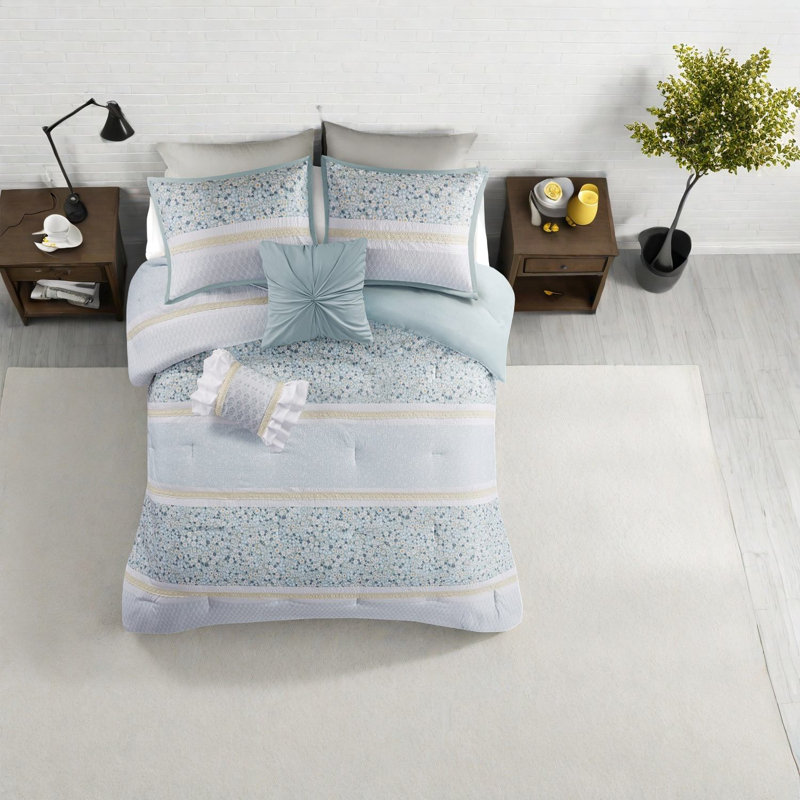 Farmhouse Aqua Bedding Sets, Polyester Comforter, Appeal