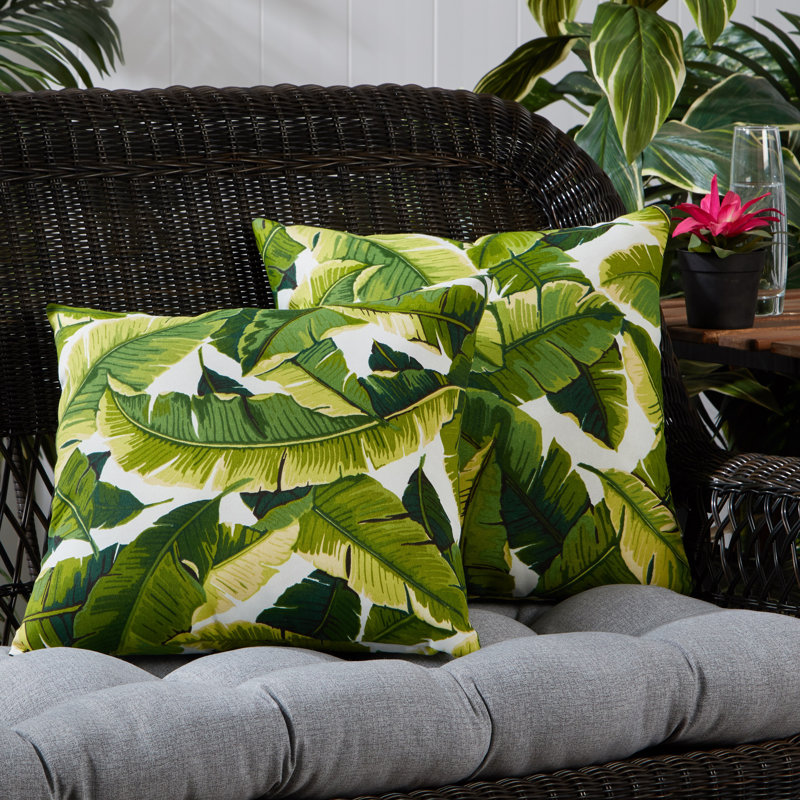 Housse de coussin d'extérieur carré Covington, Blanc palmier