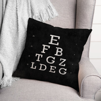 Vintage Eye Chart Square Pillow Cover and Insert