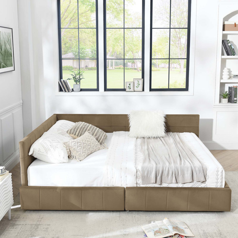 Storage Upholstered Tufted Bed Frame, Brown