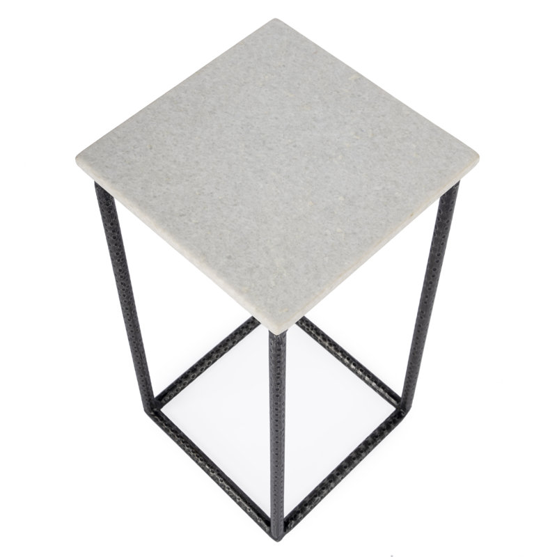 Mabel Marble and Hammered Iron Side Table