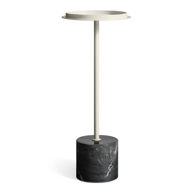 Chit Chat Marble Pedestal End Table, Putty, Green