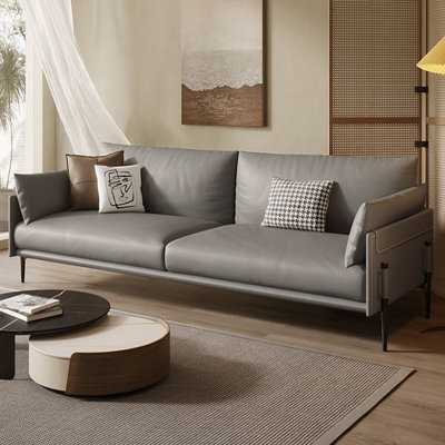 LightGray Genuine Leather Standard Modern sofa