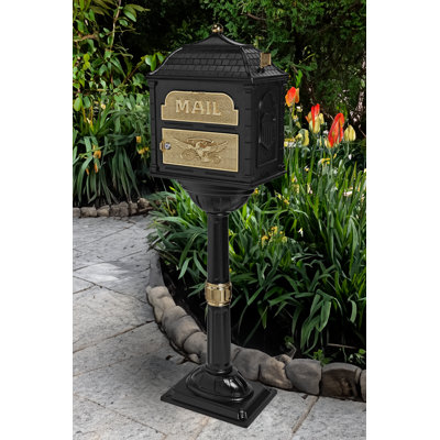 Classic Pedastal Mailbox - with Polished Brass Accents