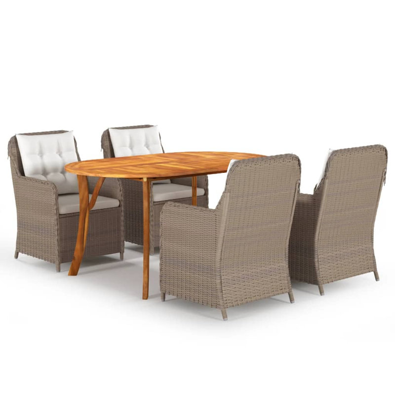 Canapé modulaire avec coussins 7 pièces Patio, Structure brune / Coussin blanc