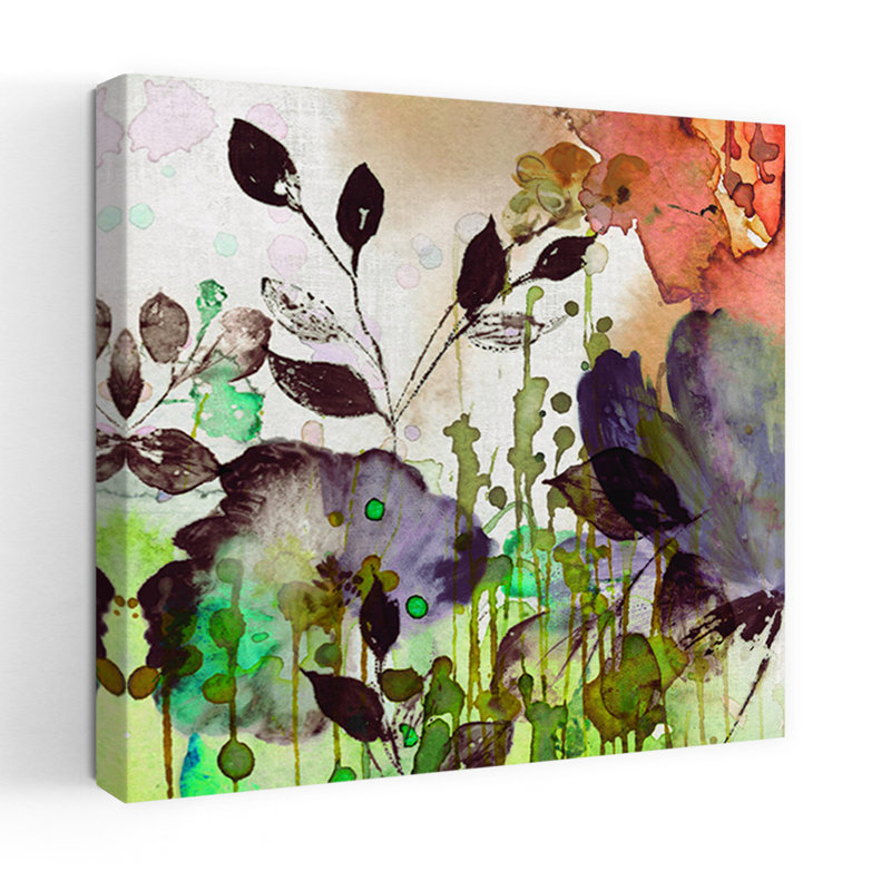 Chanson d'automne I, art floral abstrait naturel éthéré, H 18 po x l 18 po