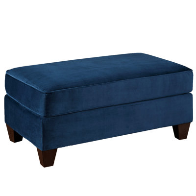Fabric Cocktail In Navy - , Legs, Geometric Pattern, Rectangular Footrest For Living Area Blue Seat Fabric, High Foam,