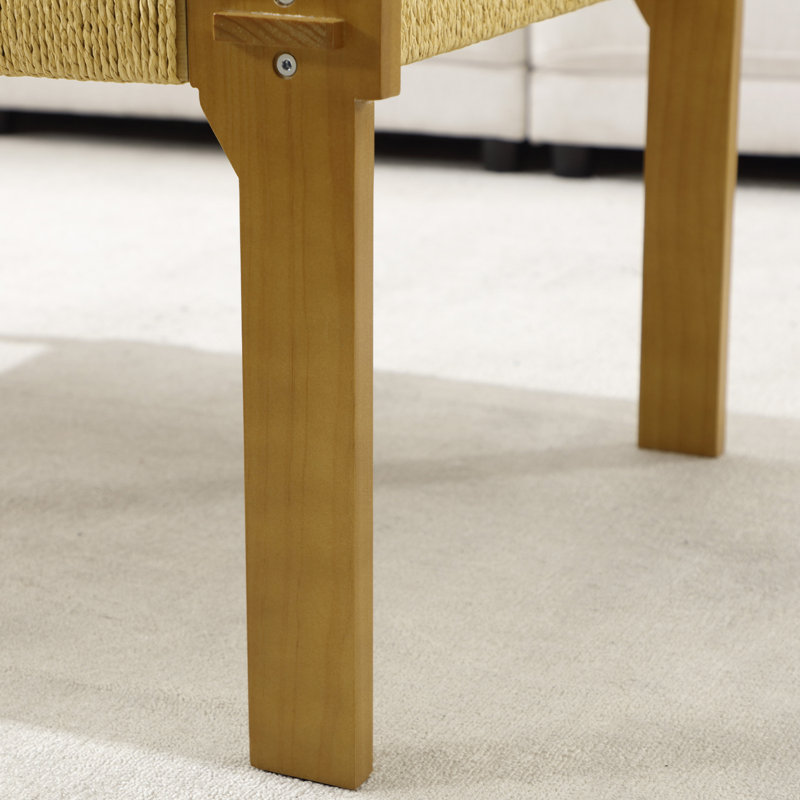 47" Sturdy Farmhouse Coffee Table with Woven Top, Extra Seating For Living Room，Corridor, Natural Wood Top/Brown Base