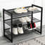 Étagère à chaussures à 3 niveaux en métal noir pour porte d'entrée et espaces restreints, étagères en maille large, 2 options d'inclinaison, embouts en caoutchouc antidérapants, installation simple et gain de place, rangement d'entrée avec hauteur sous plafond plus élevée
