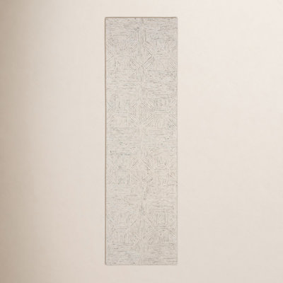 Linsly Ivory Light Blue Hand-Tufted Wool Rug