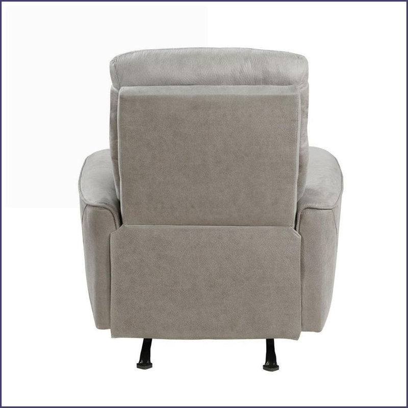 Fauteuils inclinables pour le salon, fauteuil à bascule transitionnel moderne avec poignée à languette, microfibre polie grise | Structure en bois massif | Gris
