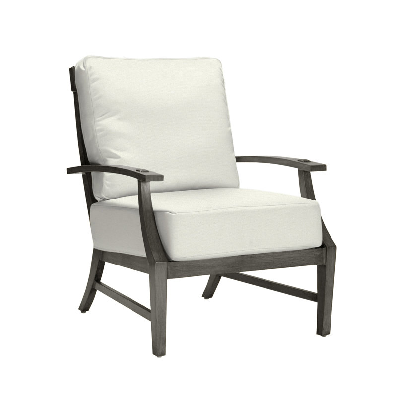 Croquet Patio Chair with Cushions, Slate Gray, No Welt, Natural White