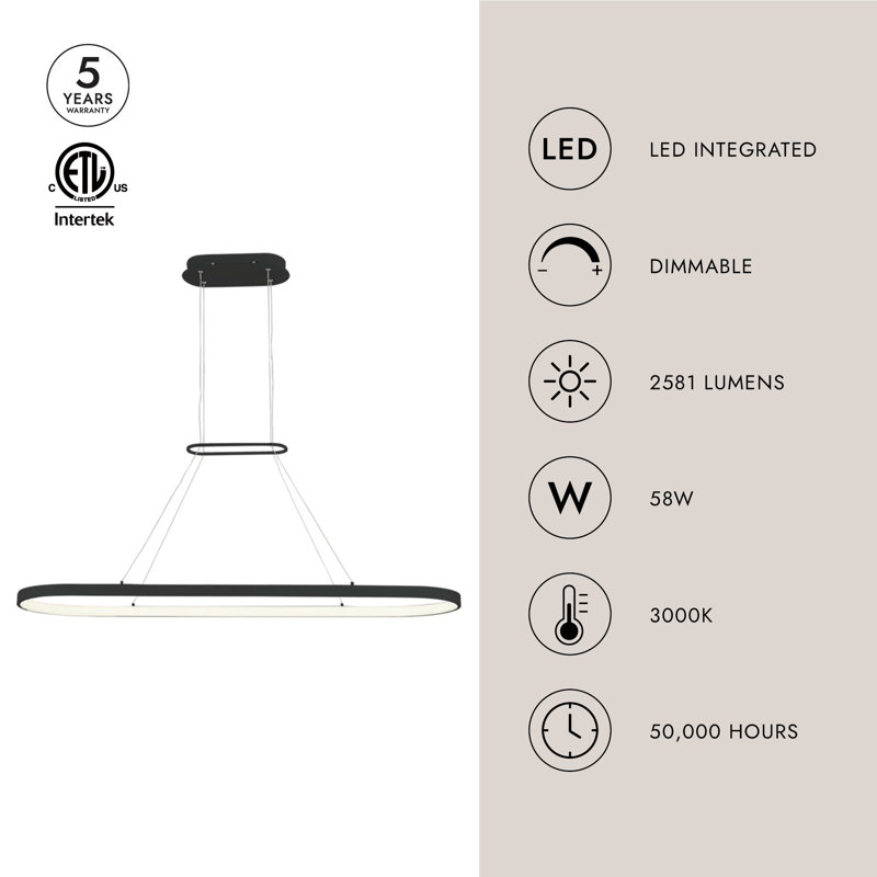 Eerie Pendant Light, 122.76" H x 47.25" W x 12.5" D, Black