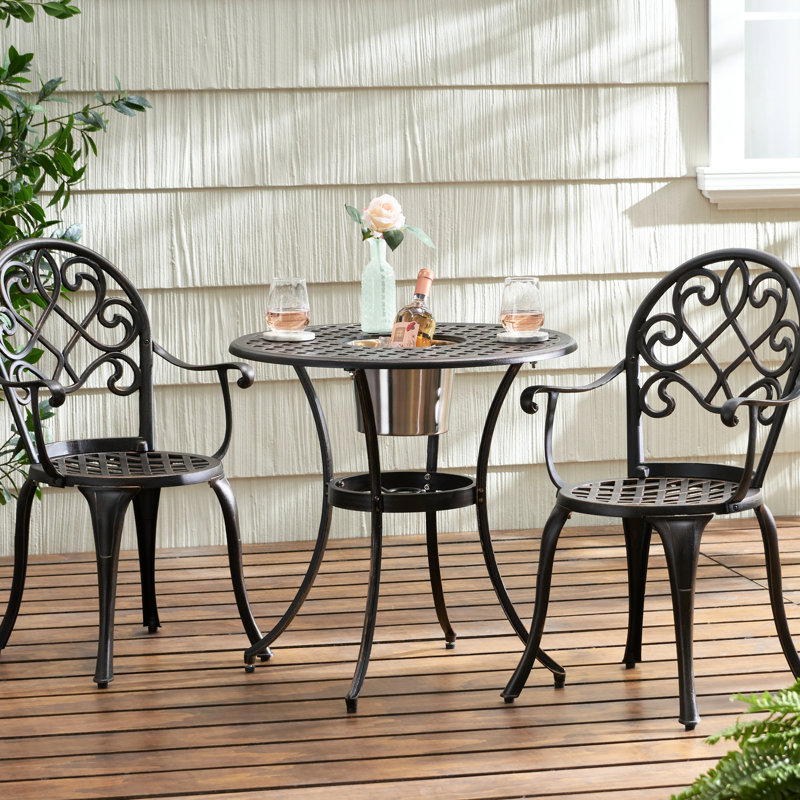 Bistro 3 pièces en fonte d'aluminium en cuivre avec seau à glace pour les loisirs - Deck Enjoy