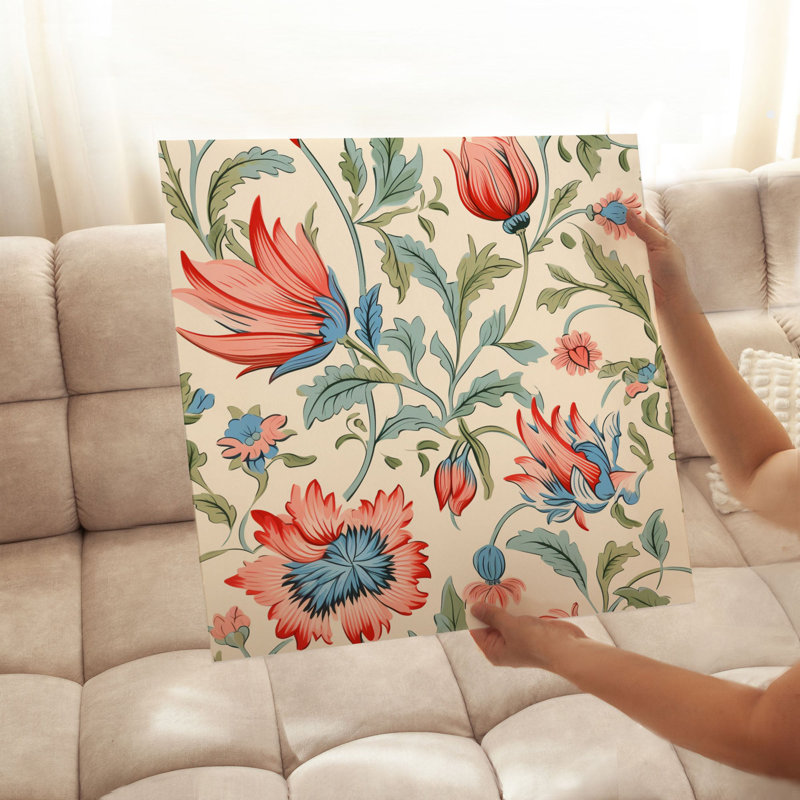 Motif floral de fleurs V, impression encadrée sans cadre, H 24 po x l 24 po