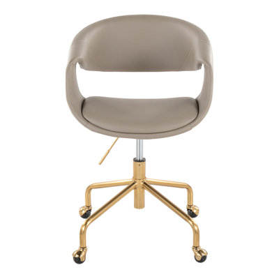 Task Chair In Metal And Light Faux Leather
