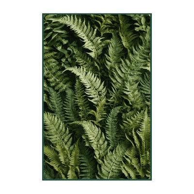 Machine Washable Botanical Green Area Rug