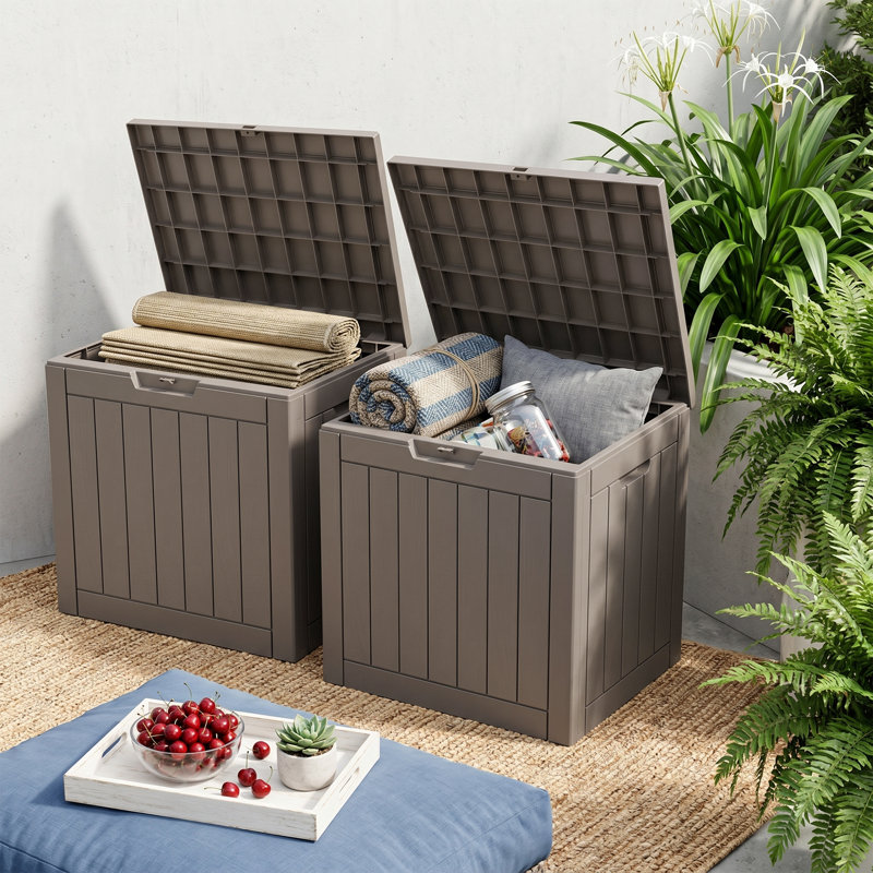Ensemble de 2 boîtes de rangement de 35 gallons - Rangement extérieur résistant aux intempéries avec roues et couvercle verrouillable