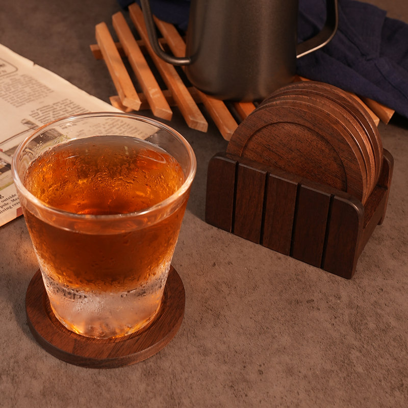 CONSDAN Cup Coasters, for Drinks, USA Grown Hardwood, Wooden Cup, Oak