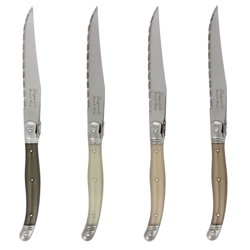 French Home Laguiole Steak Knives, 4-Piece Set, Neutral Tones